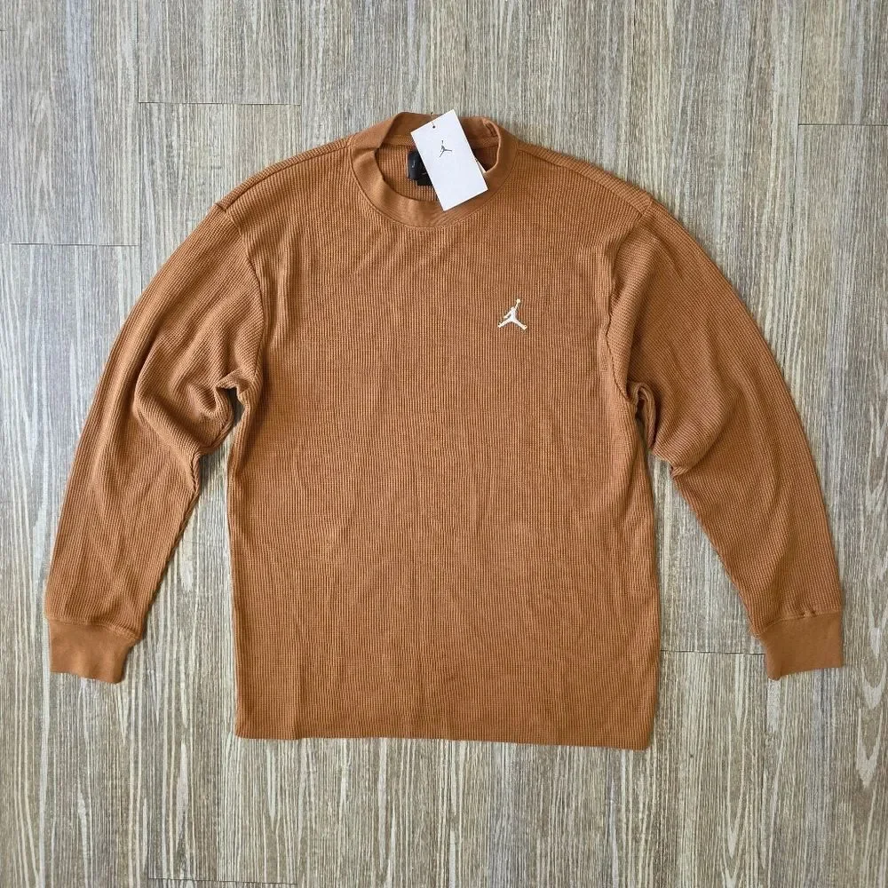 Air Jordan Essentials Thermal Long-Sleeve T-Shirt Brown Tan Men's Small S New LE